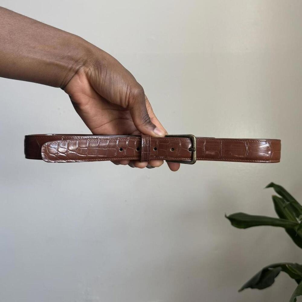 Vintage Faux‎ Croc Skin Belt - Dark Cognac fits like XL